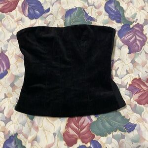 Black Strapless Corduroy Top